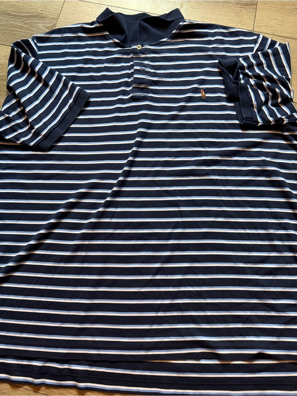 Polo Ralph Lauren 4XLT Tall Striped Rugby Polo Shirt Navy